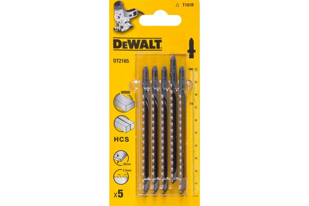Пилки для лобзика DEWALT 5шт HCS 100х73х2.5мм рез-30мм T101В DT 2165