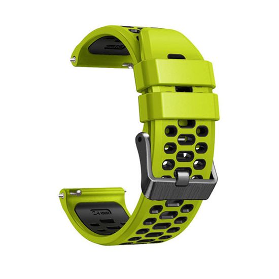 Ремешок двухцветный дышащий 24 мм для Suunto 9 Baro, Suunto 7, Suunto Spartan Sport силиконовый (Лайм/черный)