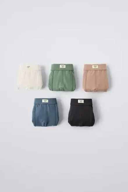 ZARA НАБОР ИЗ ПЯТИ ТРУСОВ-БОКСЕРОВ С ЛОГОТИПОМ, РАЗНОЦВЕТНЫЙ