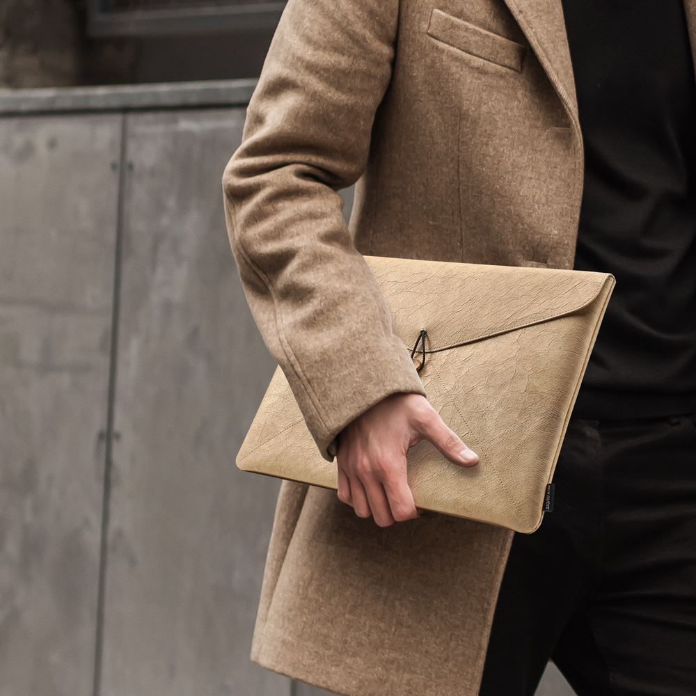 Сумка серого цвета из износостойкой эко-бумаги DuPont для ноутбука или планшета, серия PLI Series Tyvek Sleeve