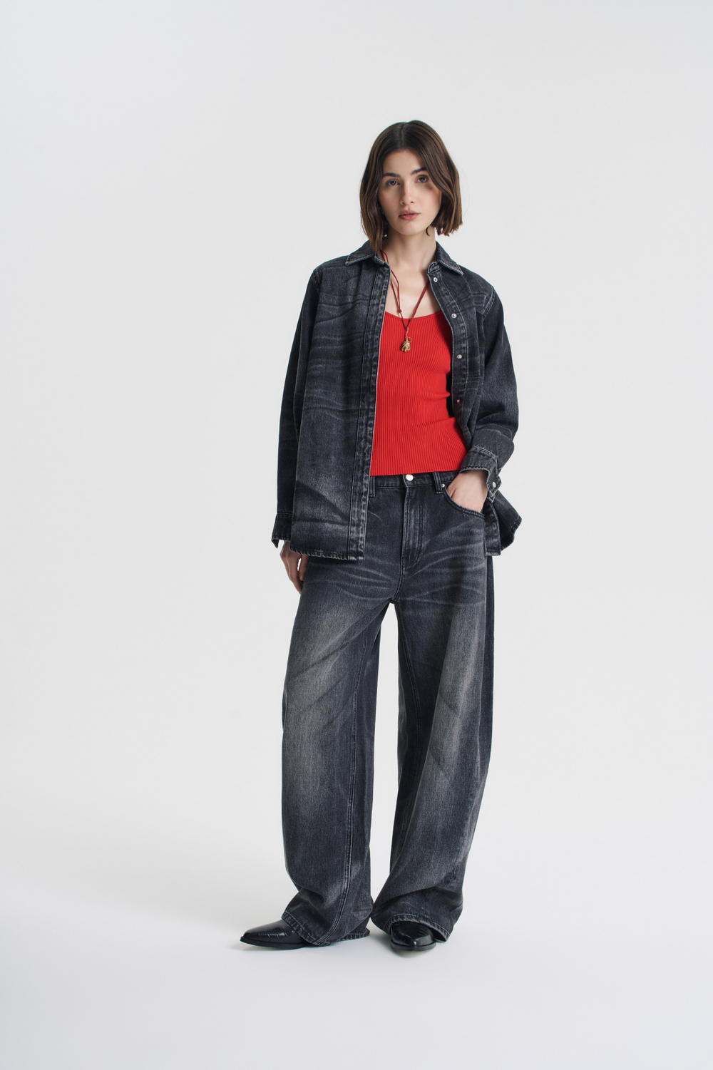 Джинсовая рубашка acid wash