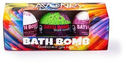 SAVONRY Набор бурлящих бомбочек для ванны BATH BOMB(3 шт) (ВИШНЯ-СМОРОДИНА-ВИНОГРАД)