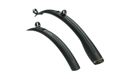 Крылья 26-28" BEAVERTAIL ХL, к-кт перед./задн. крепеж: перед. бустер вилки, задн. двойное за раму; шир. 60мм, пластик, черн.