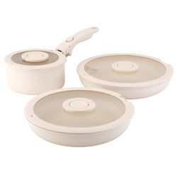 Набор посуды для приготовления со съемной ручкой Smart Ceramic, 7 предметов, цвета топленого молока