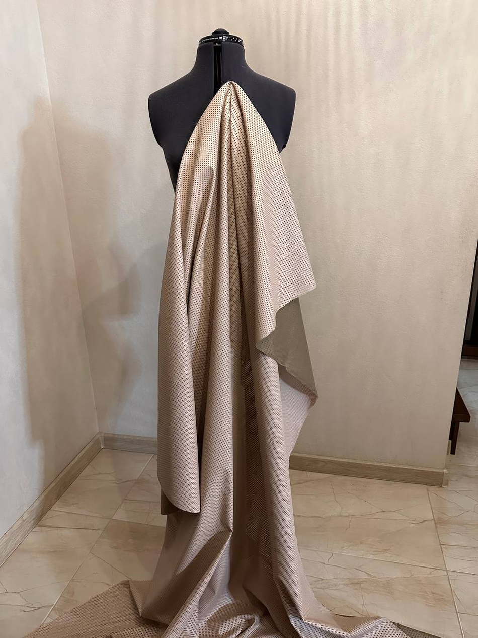 Перфорированная эко-кожа (100%полиуретан/основа полиэстер, Пудровый ренессанс, 145, 210 гр/м2)