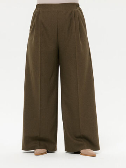 Брюки палаццо со стрелками, оливковые