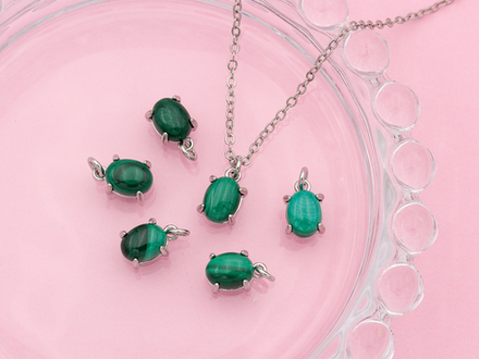 Подвеска овальная-мини, малахит, 10мм