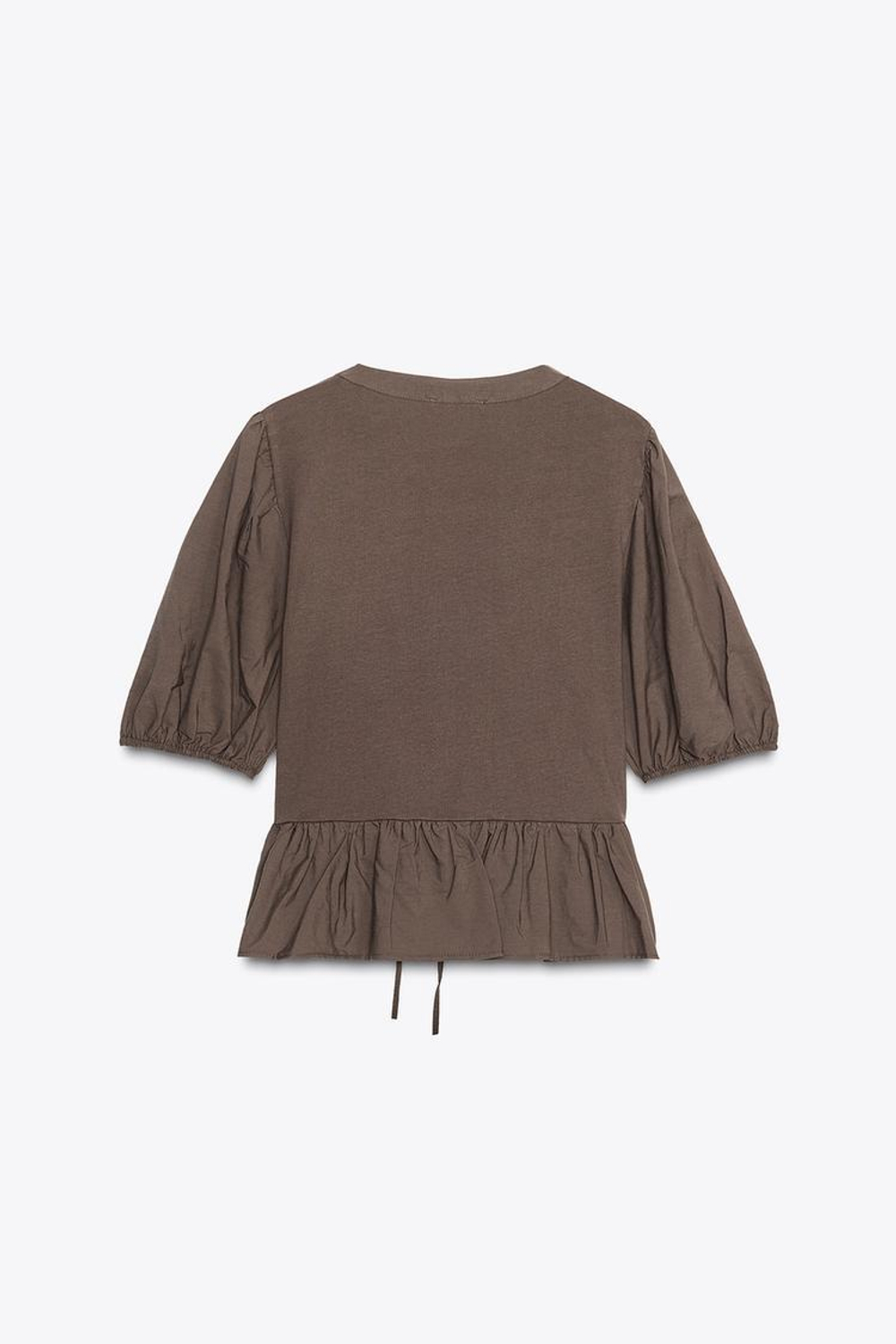 ZARA КОМБИНИРОВАННЫЙ ТОП С ЗАВЯЗКАМИ, ШОКОЛАДНЫЙ