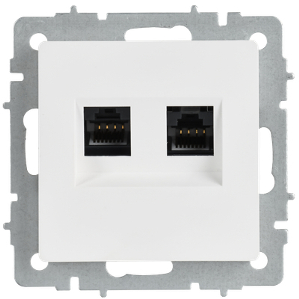 BRITE Розетка компьютерная двойная RJ45 кат.6 РК11-2-БрАБ арктический белый IEK