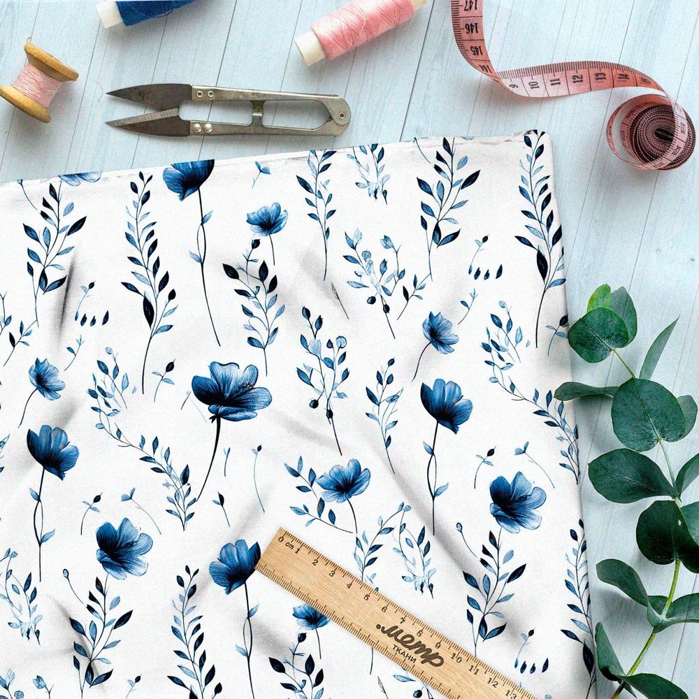 Ткань премиум флис забытые цветочки