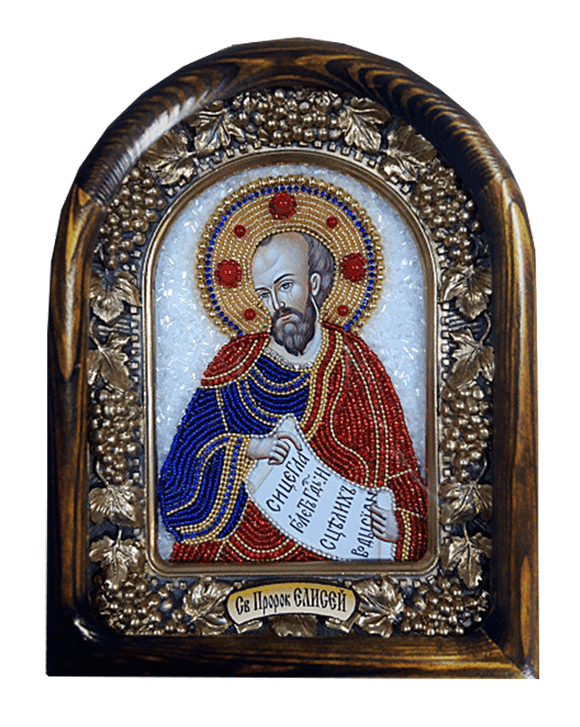 Дивеевская икона святой пророк Елисей, печать, бисер