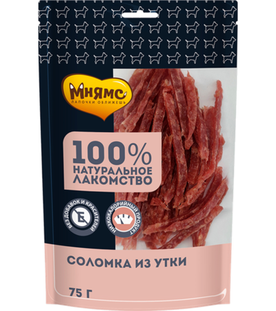 Мнямс Лакомство для собак Соломка из утки 75гр.