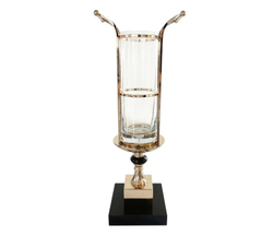 Ваза стеклянная Cote Noire Gold Urn на подставке из черного мрамора с золотым декором