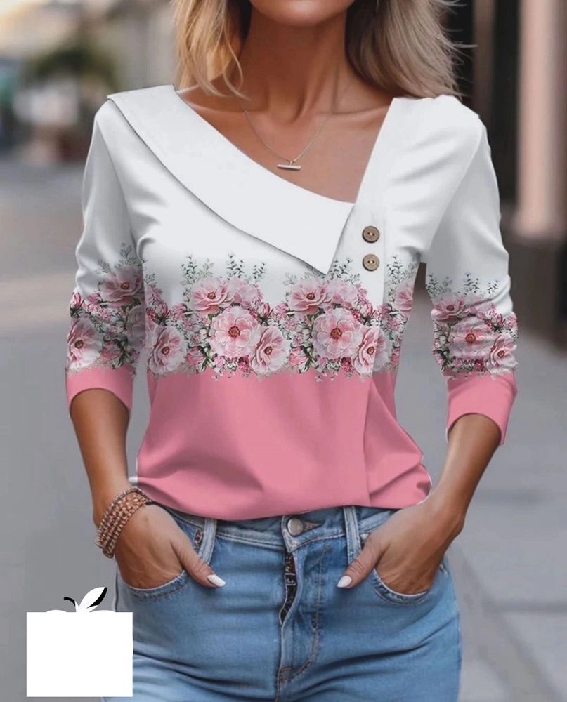 Женская Рубашка 6506 &quot;Пуговицы+Цветы&quot; №4