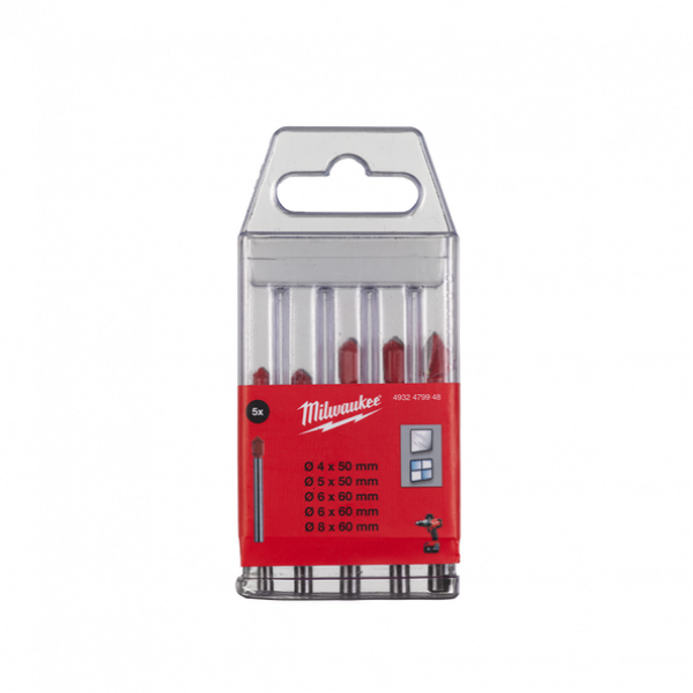 Набор сверл по стеклу и плитке Milwaukee GENII (5шт)