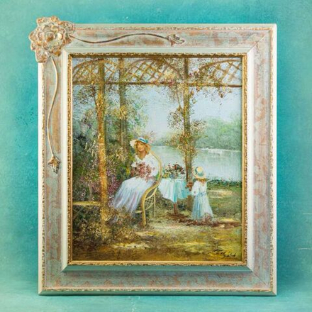 Винтаж: Картина «Девушка в беседке»