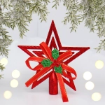 Звезда на ёлку «Классика» с бантом 9,5 см, Красный