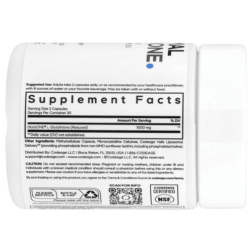 Codeage, липосомальный глутатион, 60 растительных капсул (500 мг в 1 капсуле)