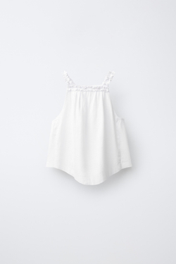 ZARA ТОП ИЗ ЛЬНА С ГОРЛОВИНОЙ ХАЛТЕР, ЖЕЛТОВАТО-БЕЛЫЙ