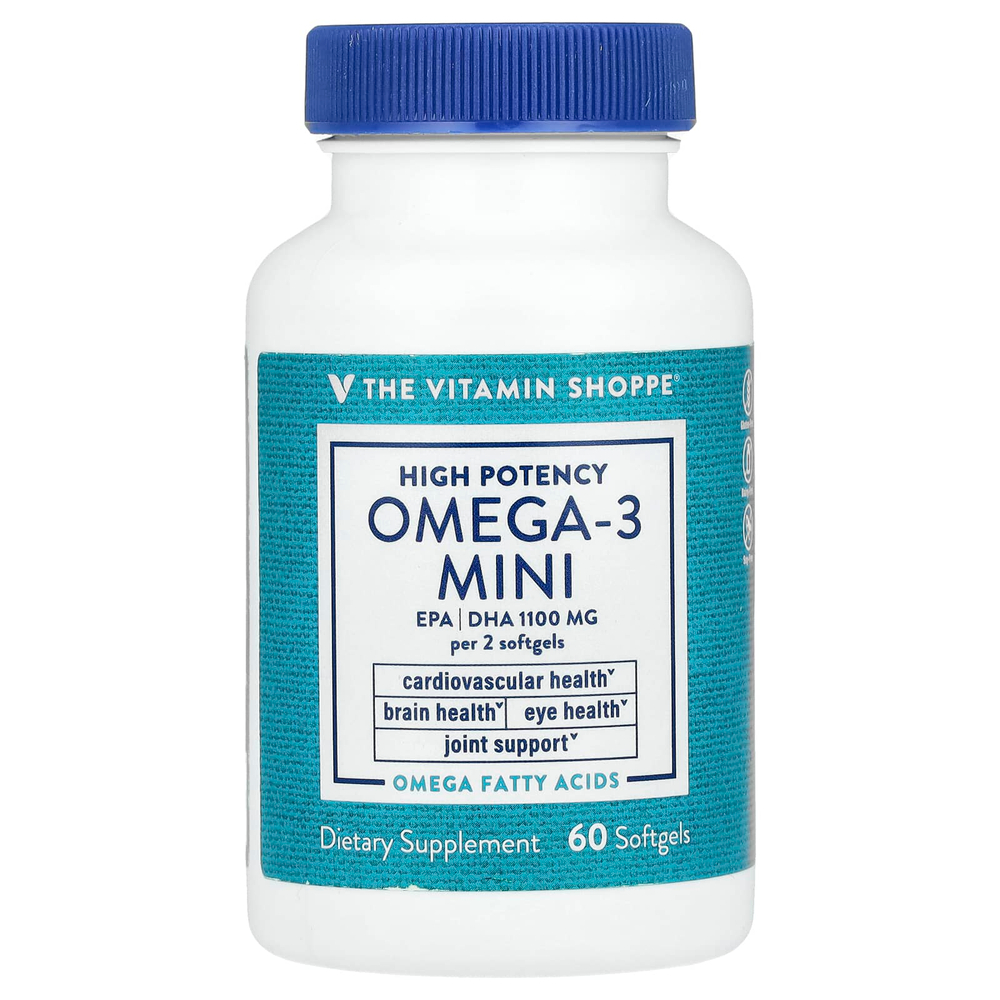 The Vitamin Shoppe, Омега-3 мини, высокая эффективность, 60 капсул (700 мг в каждой капсуле)