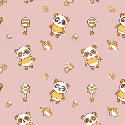 панда малыш погремушка соска персиковый