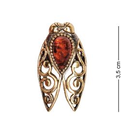 AM-2474 Кольцо «Мотылек Ажурны» (латунь, янтарь)