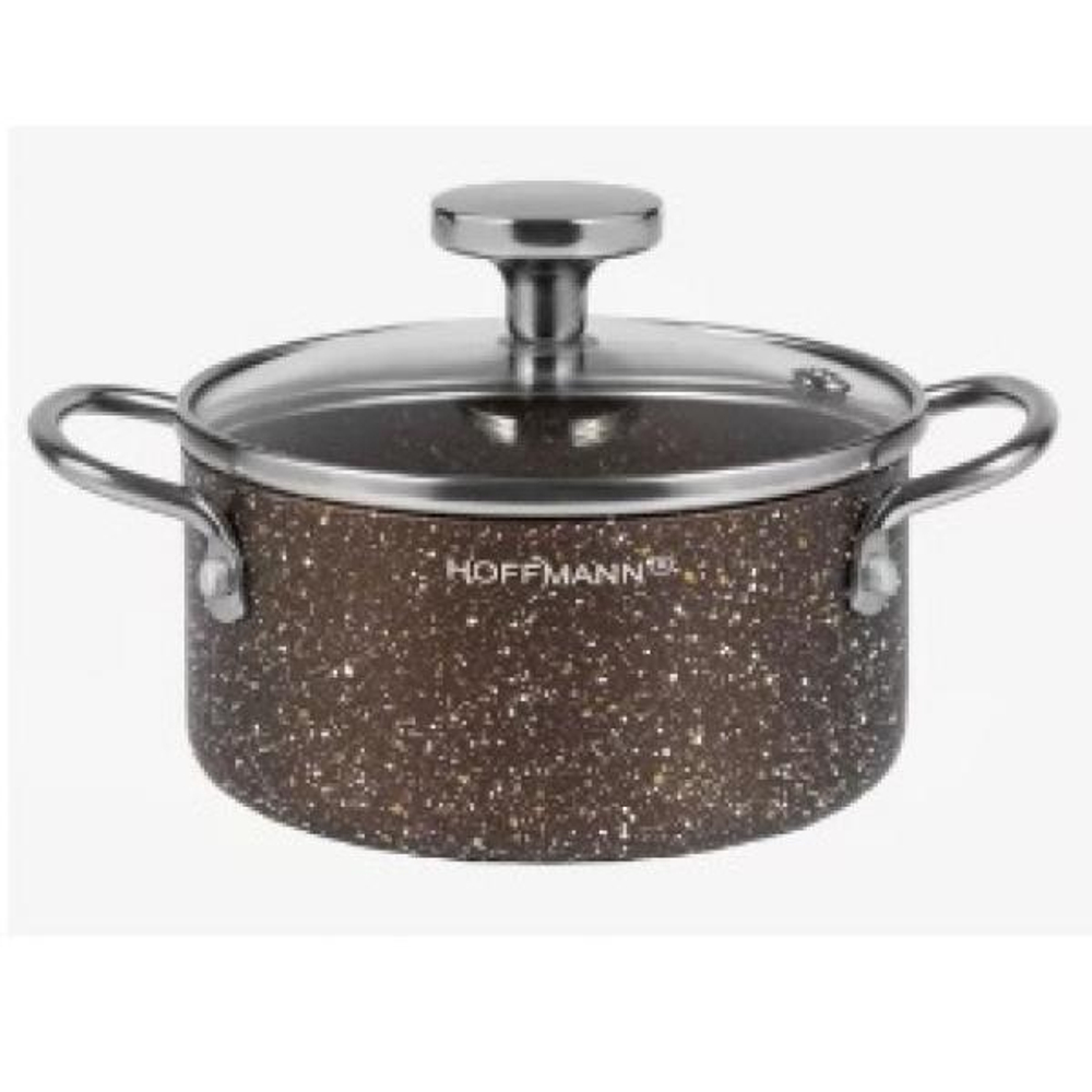 Hoffmann НМ-7767 Кастрюля из алюмин. с мрамор.покрыт. коричневый 1,2л 16см
