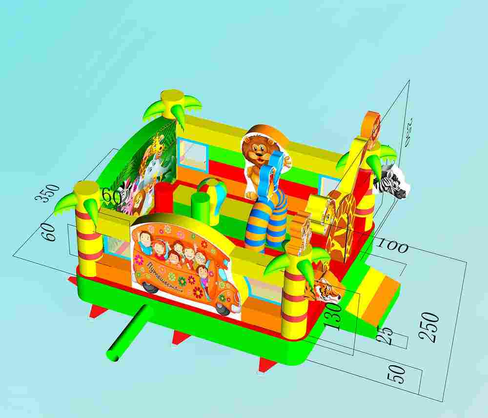 Коммерческий надувной батут «Сафари-экскурсия 2» 4x3.5x2,5 м