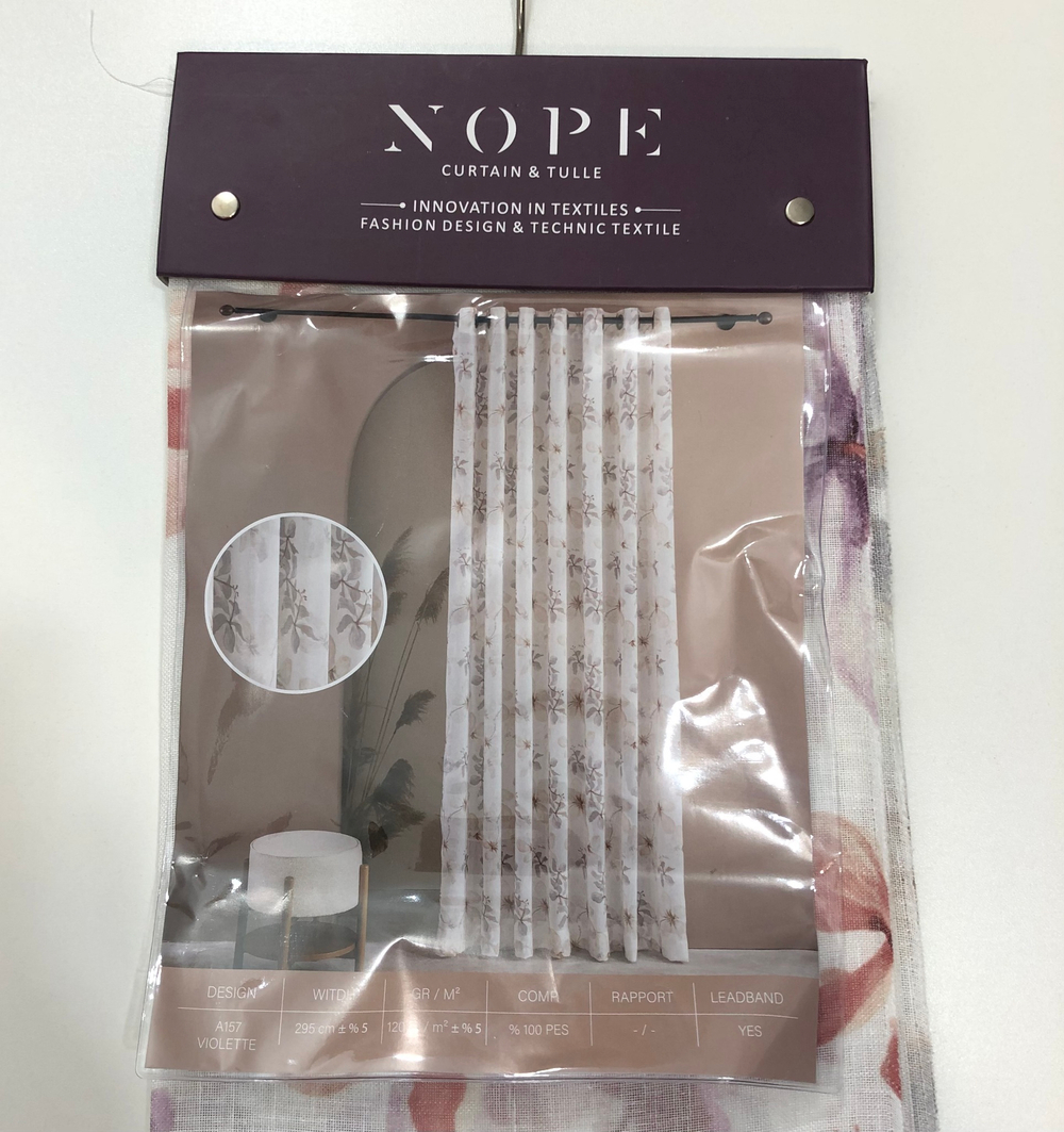 Тюль под лен принт Nope арт. Violette col. 004 (высота 295 см, Турция)