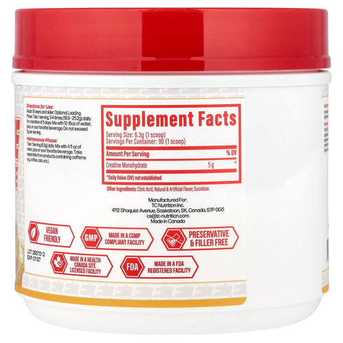 TC Nutrition, моногидрат креатина, кусочки персика, 567 г (20 унций)