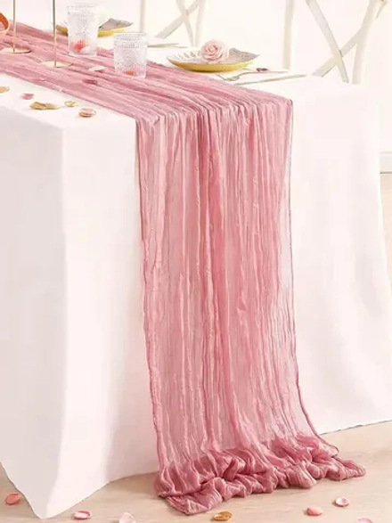 Дорожка для стола полупрозрачная полиэстер/хлопок 90х180см, розовый
