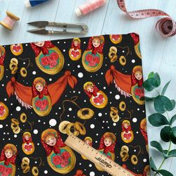 Ткань шифон баранки и матрёшки