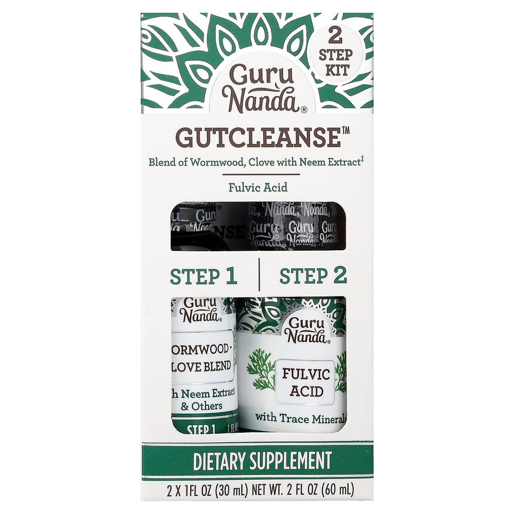 GuruNanda, GutCleanse™, двухэтапный набор, 2 флакона по 30 мл (1 жидк. унция)