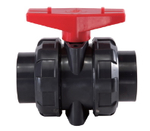 Кран шаровой ПВХ (НПВХ) разборный промышленный под клей, PTFE (Ру16), Китай