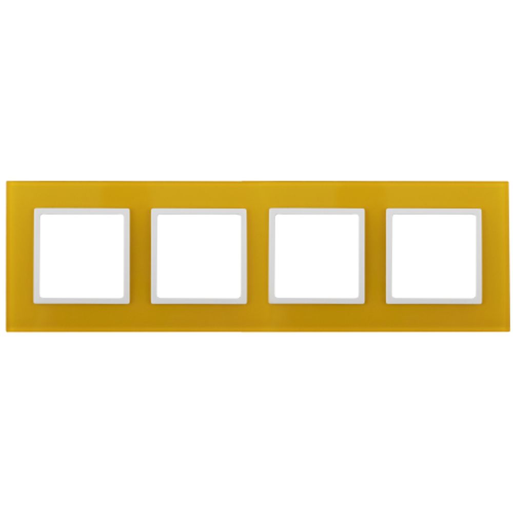 14-5104-21 ЭРА Рамка на 4 поста, стекло, Эра Elegance, жёлтый+бел | Elegance Жёлтый + Белый
