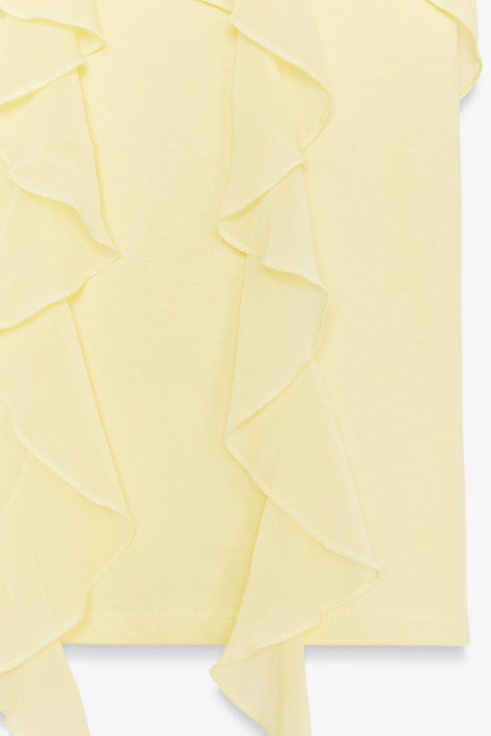 ZARA ФУТБОЛКА С ВОЛАНАМИ С ПЕРЕДИ, ЖЕЛТЫЙ