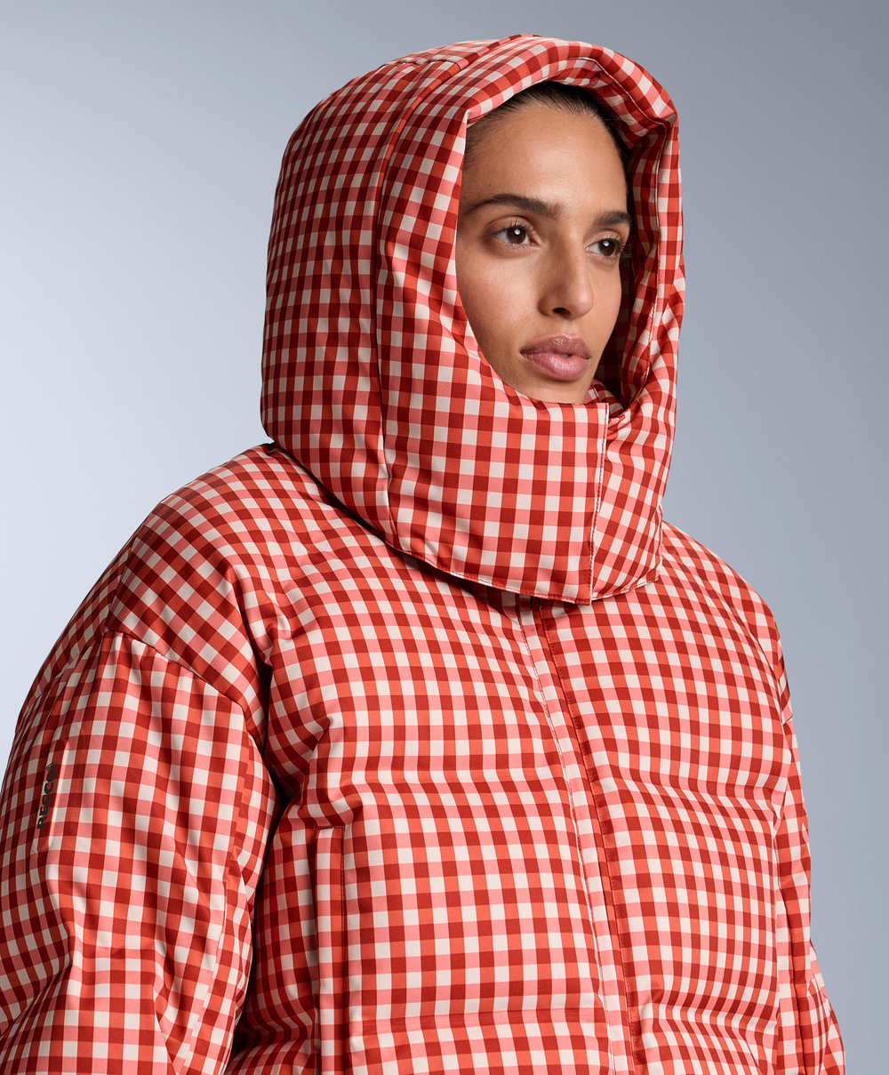 Oysho Легкий водонепроницаемый короткий пуховик Minardi Piume SKI, ярко-оранжевый