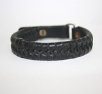 Мужской чёрный плетёный кожаный регулируемый браслет российского производства ручной работы из натуральной кожи "Чёрный змей" TRONIN N-55BL