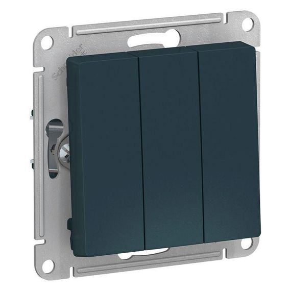 Выключатель трехклавишный Schneider Electric AtlasDesign 10A 250V изумруд ATN000831