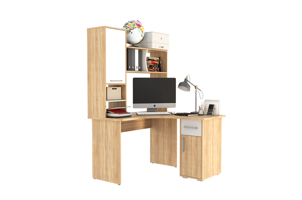 Лайт-1 Стол компьютерный 1200 угловой (дуб сонома/белый)