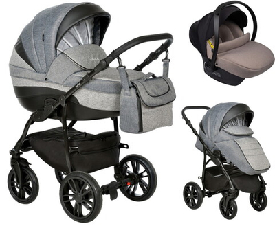Детская коляска Indigo Indigo New 3 в 1 с автокреслом Avionaut Cosmo Beige In07 черный