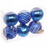 Новогодние шары 6 см (набор 6 шт) «Волшебный вечер», Сапфир