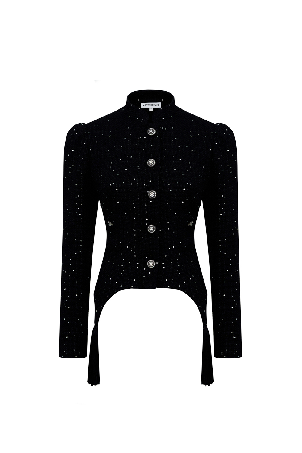 Жакет с кисточками из твида в пайетку