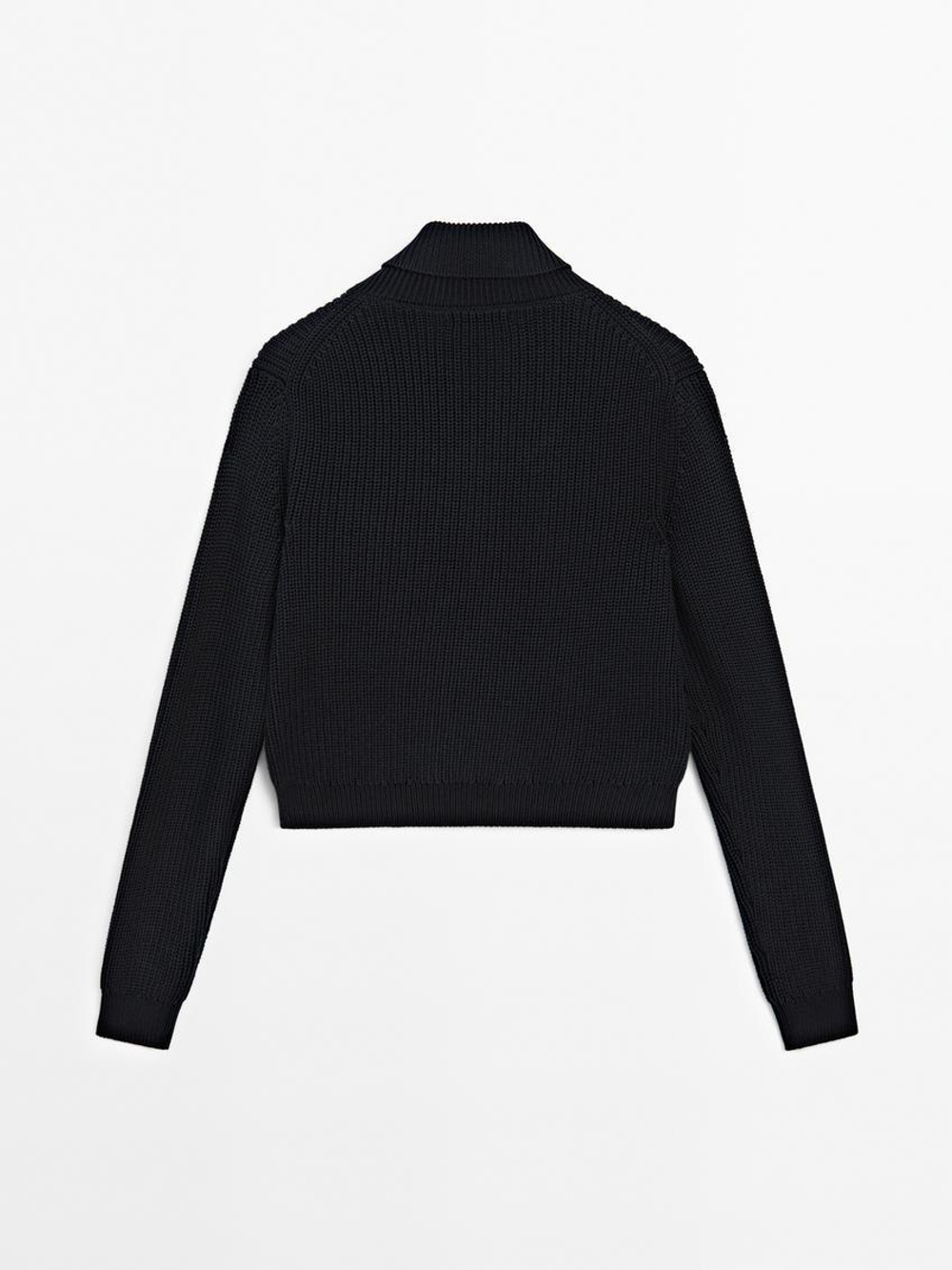 Massimo Dutti Кардиган с застежкой-молнией, темно-синий