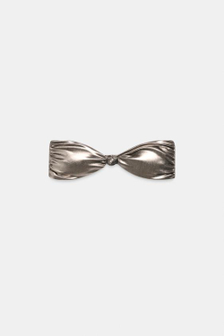 ZARA МЕТАЛЛИЗИРОВАННЫЙ ТОП-БИКИНИ БАНДО, ТЕМНОЕ СЕРЕБРО