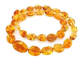 Бусы классические из янтаря цвет коньяк (7155)