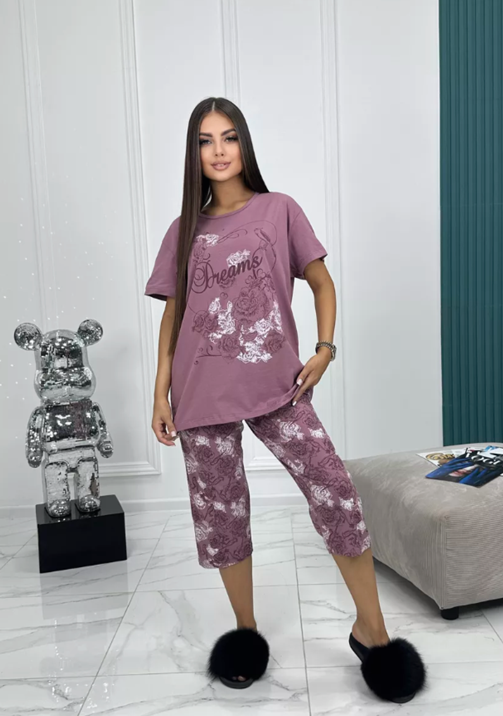 Пижама х/б бриджи+футболка УБФ0039