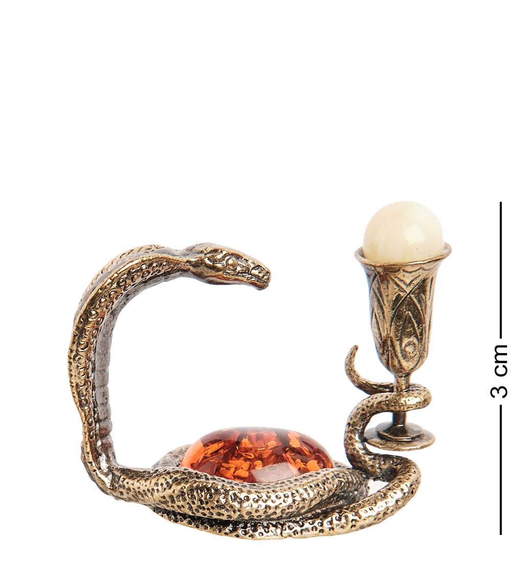 Народные промыслы AM- 334 Фигурка «Кобра с рюмкой» (латунь, янтарь)