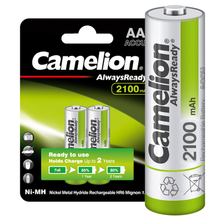 Аккумулятор AA/HR6 1.2В 2100мА.ч Ni-MH Always Ready NH-AA2100ARBP2 BL-2 металлик (уп.2шт) Camelion 7966