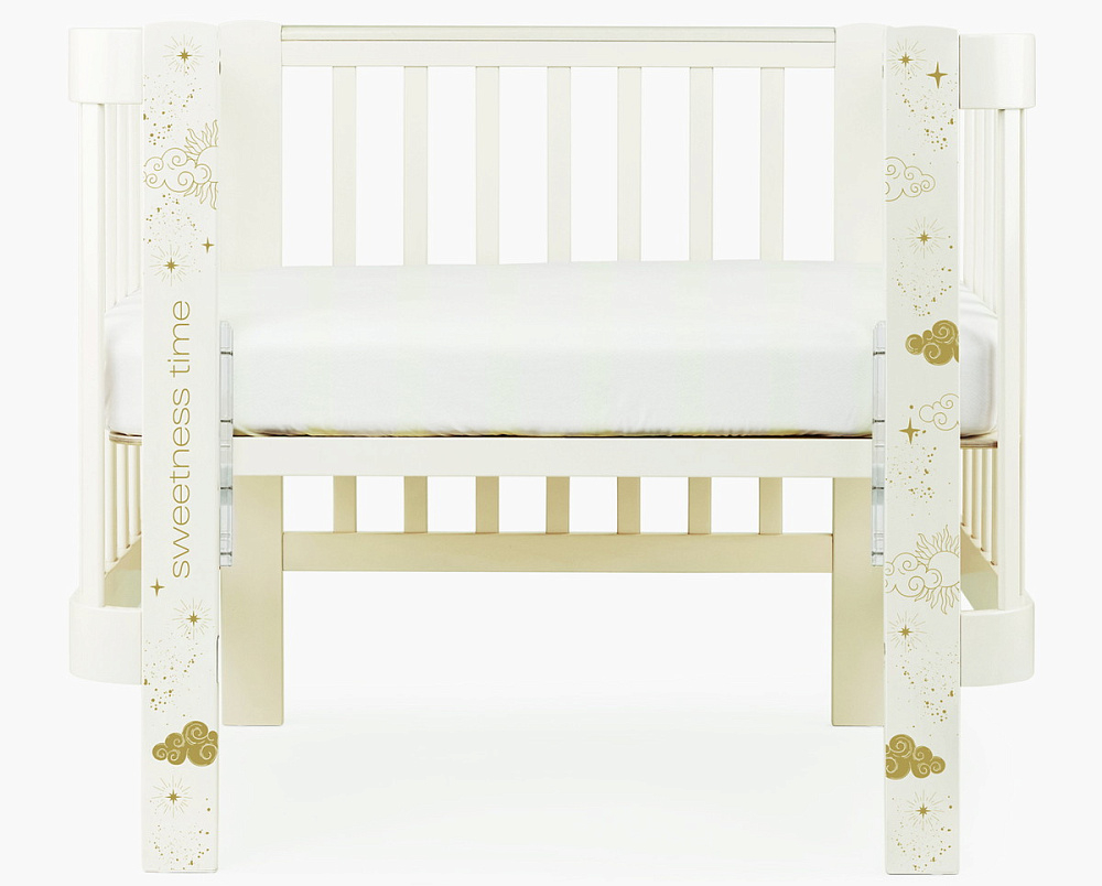 Детская кроватка-трансформер Happy baby Mommy Love в комплекте с расширением 160х70 milky